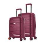 Nasher Miles Paris Hard-Sided Polypropylene Luggage Set of 2 | 55cm & 65cm | 8 Wheels Double Spinner Small & Medium Trolley Bag for Travel | Suitcase (Maroon)