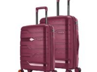 Nasher Miles Paris Hard-Sided Polypropylene Luggage Set of 2 | 55cm & 65cm | 8 Wheels Double Spinner Small & Medium Trolley Bag for Travel | Suitcase (Maroon)