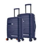 Nasher Miles Paris Hard-Sided Polypropylene Luggage Set of 2 | 55cm & 65cm | 8 Wheels Double Spinner Small & Medium Trolley Bag for Travel | Suitcase (Navy Blue)