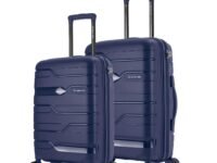 Nasher Miles Paris Hard-Sided Polypropylene Luggage Set of 2 | 55cm & 65cm | 8 Wheels Double Spinner Small & Medium Trolley Bag for Travel | Suitcase (Navy Blue)