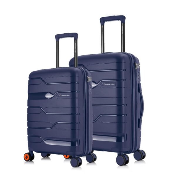 Nasher Miles Paris Hard-Sided Polypropylene Luggage Set of 2 | 55cm & 65cm | 8 Wheels Double Spinner Small & Medium Trolley Bag for Travel | Suitcase (Navy Blue)
