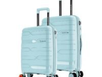 Nasher Miles Paris Hard-Sided Polypropylene Luggage Set of 2 | 55cm & 65cm | 8 Wheels Small & Medium Trolley Bag for Travel | Suitcase (Pastel Green)