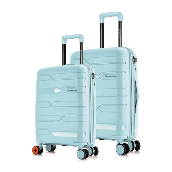 Nasher Miles Paris Hard-Sided Polypropylene Luggage Set of 2 | 55cm & 65cm | 8 Wheels Small & Medium Trolley Bag for Travel | Suitcase (Pastel Green)