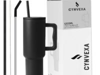 Tumbler with lid and Straw 1200ML Cup Stainless Steel Vacuum Insulated Tumbler for Water, Iced Tea or Coffee 1.2L Office Gym Travelling (40 - Oz - Black)