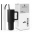 Tumbler with lid and Straw 1200ML Cup Stainless Steel Vacuum Insulated Tumbler for Water, Iced Tea or Coffee 1.2L Office Gym Travelling (40 - Oz - Black)
