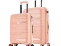 Nasher Miles Paris Hard-Sided Polypropylene Luggage Set of 2 | 65cm & 75cm | 8 Wheels Medium & Large Trolley Bag for Travel | Suitcase (Peach)