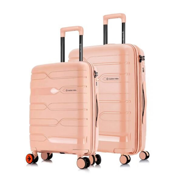 Nasher Miles Paris Hard-Sided Polypropylene Luggage Set of 2 | 65cm & 75cm | 8 Wheels Medium & Large Trolley Bag for Travel | Suitcase (Peach)