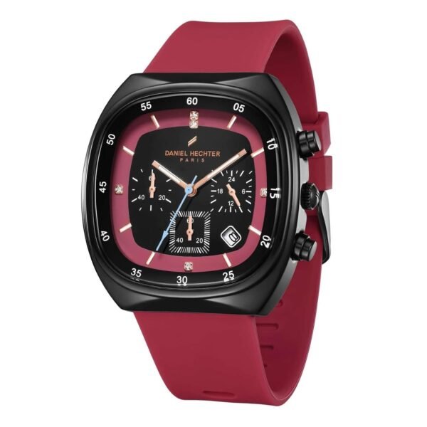 Daniel Hechter Paris Bercy Collection Modern Chronograph Watch for Men with Square Dial and Silicon Band-DHM1001