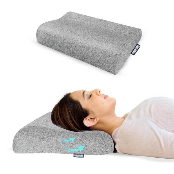 CareFoam Cervical Memory Foam Pillow for Neck Support | 2-Year Manufacturing Warranty | Orthopedic Contour Pillow for Cervical Spine Alignment & Shoulder Support | Made in India | 21 x 13 x 4 Inch