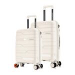 Nasher Miles Paris Hard-Sided Polypropylene Luggage Set of 2 | 55cm & 65cm | 8 Wheels Double Spinner Small & Medium Trolley Bag for Travel | Suitcase (White)