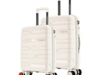 Nasher Miles Paris Hard-Sided Polypropylene Luggage Set of 2 | 55cm & 65cm | 8 Wheels Double Spinner Small & Medium Trolley Bag for Travel | Suitcase (White)