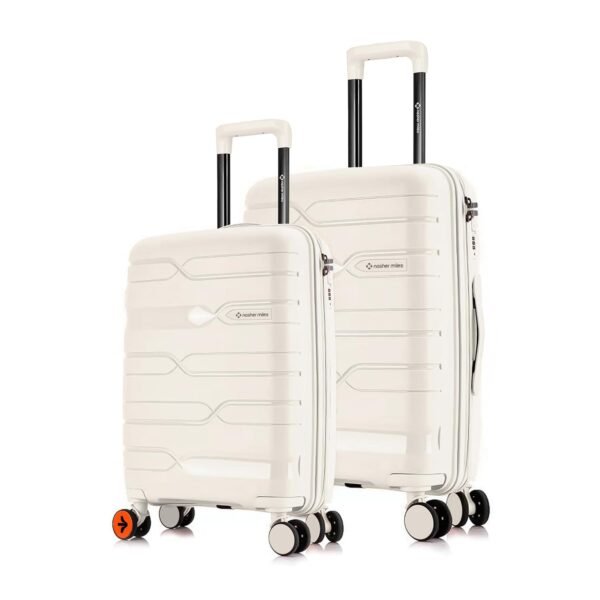 Nasher Miles Paris Hard-Sided Polypropylene Luggage Set of 2 | 55cm & 65cm | 8 Wheels Double Spinner Small & Medium Trolley Bag for Travel | Suitcase (White)