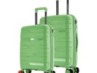 Nasher Miles Paris Hardshell-Sided Polypropylene Luggage Set of 2 Avacado_Green 8 Wheel Inline Trolley Bags (55 & 65 Cm), Large