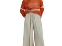 KOTTY Women's Wide-Leg Trouser|Palazzo Pants|High Waist Flowy Trousers with Drawstring|Lightweight Casual & Travel Wear|Women Trousers Pants