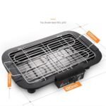 2000W Electric Smokeless Portable Adjustable Temperature Control Indoor And Outdoor Barbeque Grill Removable Water Filled Drip Tray (Dk+Bbq), Black