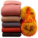 3 Pair Winter Pairs Thumb Toe Adult Warm Line Ribbed Hot Feet Thermal Light-Weight, Extreme Cold Weather Thick Warm Socks Thermal Men Women Fashion Solid Color Velvet Snow Socks, Free Size