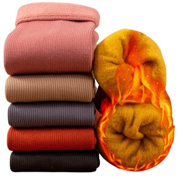 3 Pair Winter Pairs Thumb Toe Adult Warm Line Ribbed Hot Feet Thermal Light-Weight, Extreme Cold Weather Thick Warm Socks Thermal Men Women Fashion Solid Color Velvet Snow Socks, Free Size