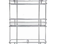3 Tier Stainless Steel Kitchen Rack Basket Stand Storage Organizer Wall-Mounted Shelf for Spice Boxes Utensils Large (Pack of 1)