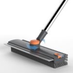 3 in 1 Bathroom Cleaning Brush with Wiper - Heavy Duty 52 inch Long Handle 360° Rotate Floor Scrubber Brush, Tiles Cleaning, Floor Scrub for Kitchen and Bathroom Wall