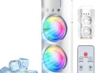 4000MaH DoUbLe EnDeD SpRaY FaN, CoLd AiR, 2025 NeW 3 GeArS UsB ReChArGeAbLe OsCiLlAtInG OnE WiTh LeD LiGhT CoOlEr, ToUcH & ReMoTe CoNtRoL, 280Ml WaTeR TaNk, IcE FiLlInG