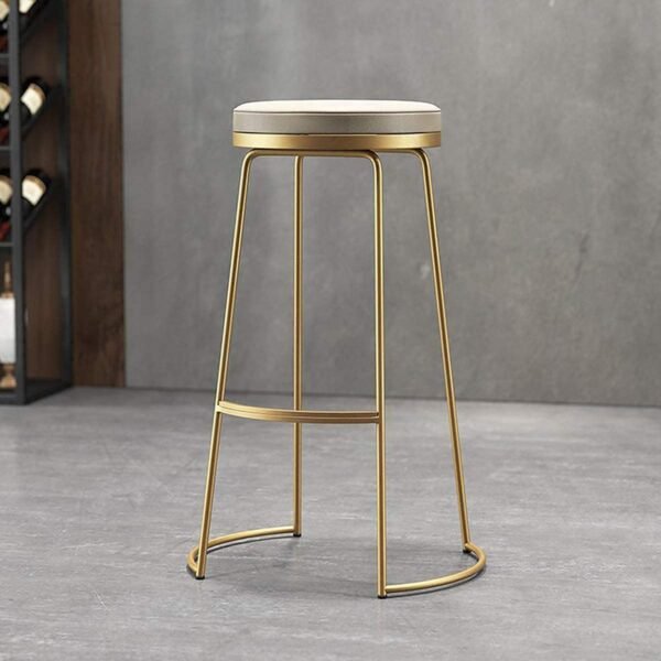 45331 Bar Chair Metal Leg PU Seat Nordic Style Bar Stool Kitchen Breakfast Counter Dining Chairs High Barstools -Concise and Practical Gold-65cm