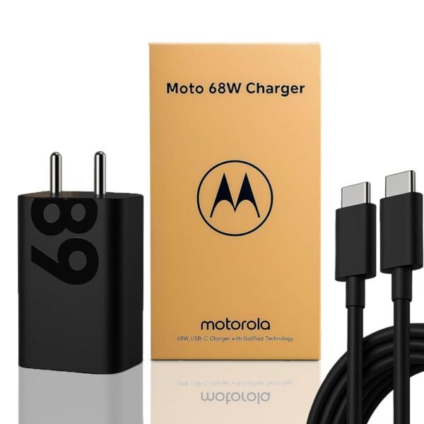 68W TurboPower Moto Phone Fast Charger with 3.3Ft Type-C to C Cable Compatible with Moto Edge,Edge 50 Pro,Edge 40 Neo,Razr 40,G84,G62,G54,G85,G45,G35,G96 & More (Black)