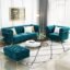 A to Z Furniture Modern Classic Fabric & Valvet Tufted Chesterfield Sofa Living Room and Office (Teal Green)