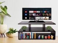 AAROORA Engineered Wood TV Entertainment Unit Display Cabinet Rack with Decor Shelf (30 L x 75 W x 45 H cm)(Wenge Finish)