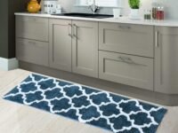 AEROHAVEN™ Glorious Super Soft Microfiber Abstract Moroccan Designer Anti Slip Kitchen/Bedside Runner Rug (Teal, 40 cm x 120 cm)