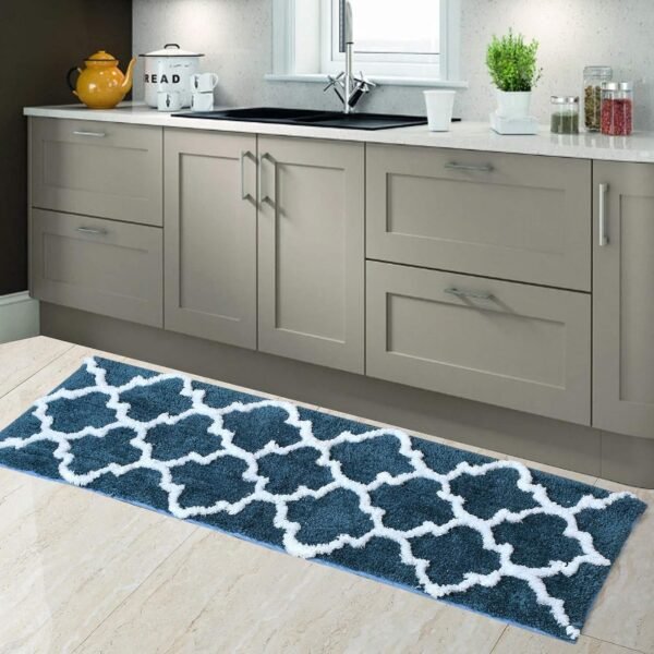 AEROHAVEN™ Glorious Super Soft Microfiber Abstract Moroccan Designer Anti Slip Kitchen/Bedside Runner Rug (Teal, 40 cm x 120 cm)