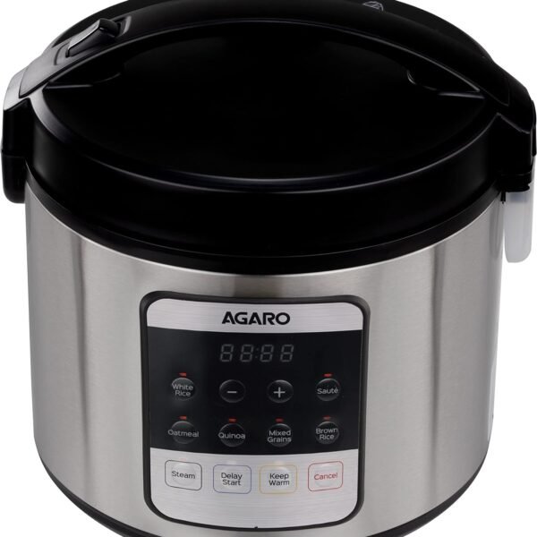 AGARO Royal Electric Rice Cooker, 5 Litre Ceramic Coated Inner Bowl, Steam Basket, 6 Preset Cooking Function With Advanced Fuzzy Logic, Keep Warm Function, 1.5Kgs (approx. 10 cups) raw rice, Silver