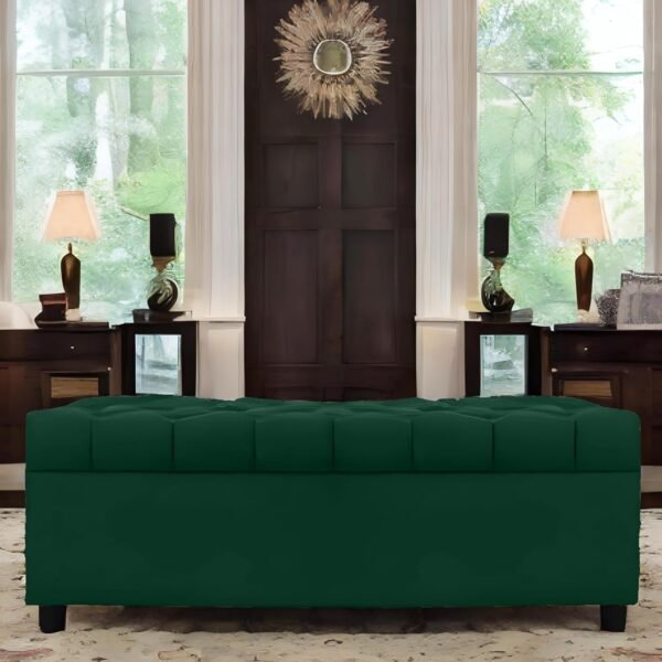 AMATA Eagle 2 Seater Ottoman/pouffe Green Suede Velvet Fabric Perfect for Home Living Office Room and Guests (Green 3, 2 Seater)(3 Year Warranty)