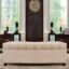 AMATA Eagle Solid Wood 2 Seater Ottoman/pouffe Cream Suede Velvet Fabric Perfect for Home Living Office Room and Guests (Cream 3, 2 Seater)(3 Year Warranty)