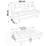 AMATA Eagle Solid Wood 3 Seater Sofa Cum Bed Cream Suede Velevt Fabric with Two Cushions Perfect for Home Living Office Room and Guests (Cream, Medium)(3 Year Warranty)