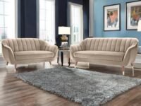 AMATA Marino Solid Wood 3+2 Seater Cream Suede Velvet Sofa Set with Two Cushions Perfect for Home Office Guests Living Room (04 Cream, 3+2 Seater)(03 Year Warranty)