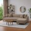 AMATA Omega Solid Wood 4 Seater L Shape Camel Suede Velvet Sofa Set with Four Cushions Perfect for Home Office Guests Living Room (03 Camel, Omega L Shape 4 SSEATER)(3 Year warrantty)