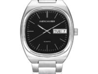 AMERICANVIBER Men's Stainless Steel Classic Analog Watch, Casual & Business, with Cushion Case Dial and Day-Date Display