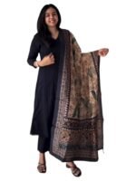 ANNI Designer Women's Rayon Viscose Anarkali Solid Kurta Pant Printed Dupatta Set | Flared Ethnic Suit for Festive, Party