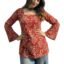 ANNI Designer Women’s Viscose Printed Short Kurti | Straight Fit Ethnic Top with Square Neck | Bell Sleeve Casual Indian Kurta for Office College, Party