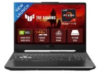 ASUS TUF A15, AMD Ryzen 7 170, RTX 3050-4GB, 16GB RAM (Upgradeable), 512GB SSD, FHD, 15.6"(39.6 cm),Windows 11 Home,Graphite Black, 2.3 Kg, FA506NCQ-HN006W, Gaming Laptop