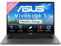 ASUS Vivobook S14, Intel Core Ultra 7 255H, Metallic Design Laptop(Intel iGPU/16GB RAM/512GB SSD/FHD+/14"/60Hz/Windows 11/M365 Basic (1Year)*/Office Home 2024/Matte Gray/1.4 Kg) S3407CA-LY083WS
