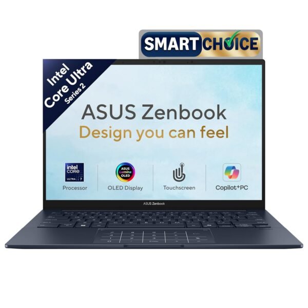 ASUS Zenbook 14 (2026),Smartchoice,Intel Core Ultra 7 255H,32GB RAM,1TB SSD,OLED,Touchscreen,14"(35.5 cm),Win 11,M365 Basic(1Y)* Office 24,Ponder Blue,1.28 Kg,UX3405CA-QL1015WS,Thin & Light Laptop