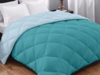 AYKA Reversible Comforter 220 GSM Microfiber Reversible AC Comforter/Blanket for Winter/Quilt/Duvets for Queen Size Single Bed Comforter (60 * 90, Teal & SkyBlue)| TC - 220