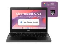 Acer Chromebook, MediaTek Kompanio 540 Octa-Core Processor, 4GB RAM, 64GB eMMC, Full HD, 11.6"/27.94cm Display, Chrome OS, Black, 1.2 KG, C725, Arm Mali G57 Graphics, WiFi 6E Laptop