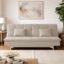 Adorn India Premium New Aspen 3 Seater Sofa Cum Bed 4X6 Velvet Suede with 2 Cushions (Color Cream) and Suitable for All Indoor, with 3 Years Warranty