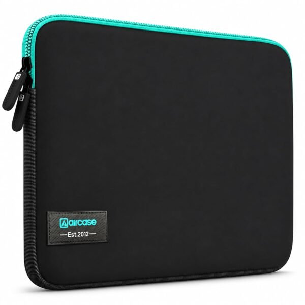 AirCase Premium Laptop Sleeve Case Cover Bag for 11-13.3 Inch Laptops| 4-Layer Neoprene, Slim Wrinkle-Free, Scratch & Water-Resistant, Shockproof| Airport Security Friendly | YKK Zipper | Black-Teal