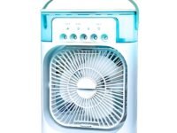 All-in-One Mini Air Cooler with 7-Color LED, 3 Speed Fan, 3 Mist Modes & Timer – Portable Rechargeable Tabletop AC for Room, Office, Dorm, Travel – Personal Air Conditioning Fan