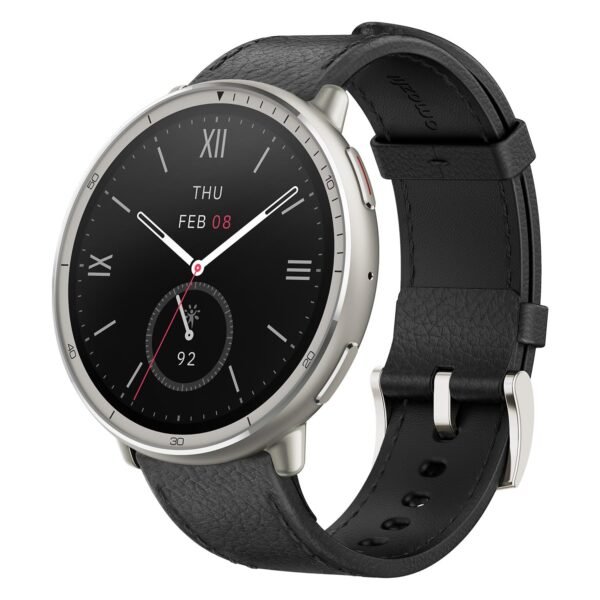 Amazfit Active 2 Premium (Smartchoice) 44mm Smart Watch, Sapphire Glass Display, Free Silicon Strap, Built in GPS, 10day Battery, 5ATM, iOS & Android, 2000 Nits, 160+ Sports Mode, Black Leather | 44mm, 10-Day Battery, Water-Resistant, AMOLED Display, Heart & Sleep Monitor, HYROX Mode, Leather + Sport Strap