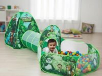 Amazon Brand - Jam & Honey Jungle Animals 3 in 1 Combo Tunnel for Kids | Tunnel, Play Tent House, Ball Pool for Kids 3 to 6 Years | Spacious, Lightweight and Portable | Without Balls | Multi Colour