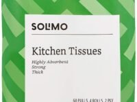 Amazon Brand - Solimo 2 Ply Kitchen Tissue/Towel Paper Roll 240 Pulls | 60 Pulls X 4 Rolls | Soft And Highly Absorbent | 100% Natural Virgin Cellulose Fiber